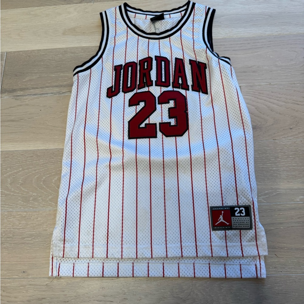 Jordan White and Red Striped Jersey youth small